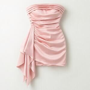 Kiss Prom Pink Satin Strapless Bodycon Dress Size 16 Corset Back Homecoming NWT